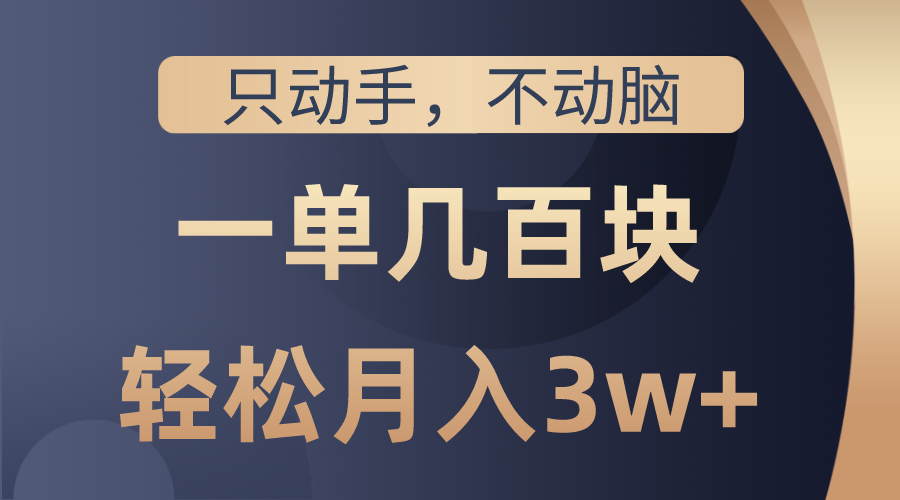 （10561期）只动手不动脑，一单几百块，轻松月入3w+，看完就能直接操作，详细教程-来此网赚