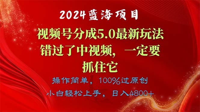 （11032期）2024蓝海项目，视频号分成计划5.0最新玩法，错过了中视频，一定要抓住…-来此网赚