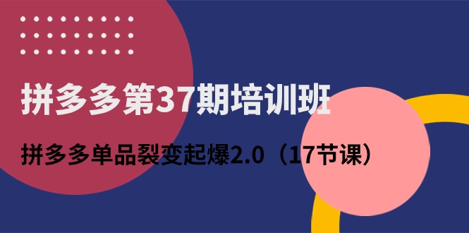 （10835期）拼多多第37期培训班：拼多多单品裂变起爆2.0（17节课）-来此网赚