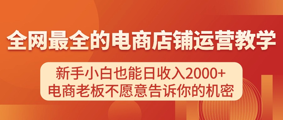 （11266期）电商店铺运营教学，新手小白也能日收入2000+，电商老板不愿意告诉你的机密-来此网赚