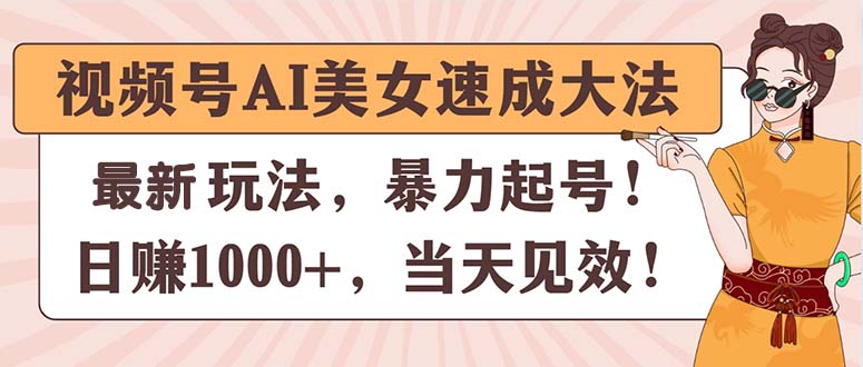 （11330期）视频号AI美女速成大法，暴力起号，日赚1000+，当天见效-来此网赚