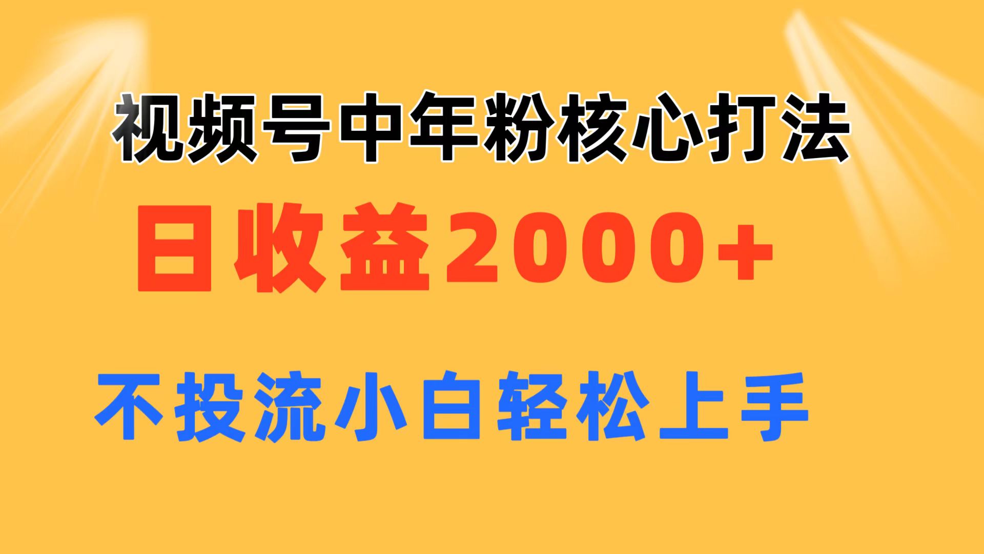 （11205期）视频号中年粉核心玩法 日收益2000+ 不投流小白轻松上手-来此网赚