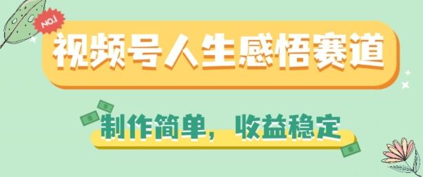 视频号人生感悟赛道，制作简单，收益稳定【揭秘】-来此网赚