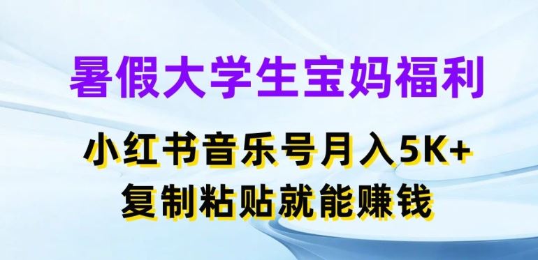 暑假大学生宝妈福利，小红书音乐号月入5000+，复制粘贴就能赚钱【揭秘】-来此网赚