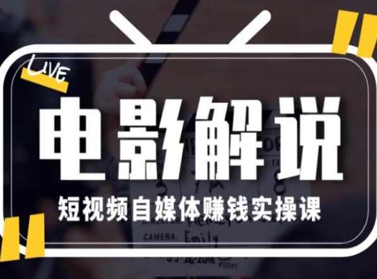 电影解说短视频自媒体赚钱实操课，教你做电影解说短视频，月赚1万-来此网赚