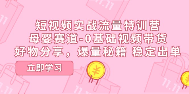 （11373期）短视频实战流量特训营，母婴赛道-0基础带货，好物分享，爆量秘籍 稳定出单-来此网赚