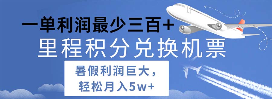 （11385期）2024暑假利润空间巨大的里程积分兑换机票项目，每一单利润最少500-来此网赚