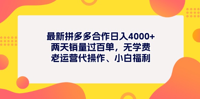 （11410期）最新拼多多项目日入4000+两天销量过百单，无学费、老运营代操作、小白福利-来此网赚