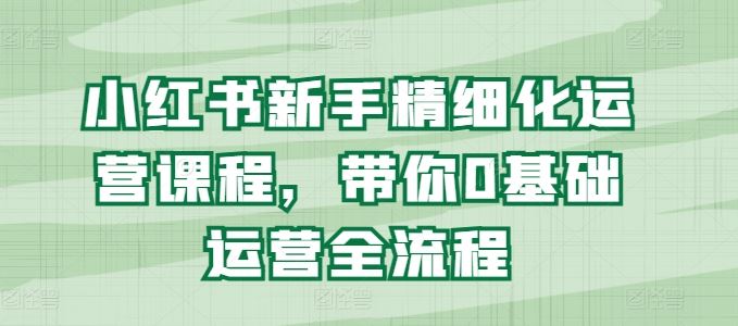 小红书新手精细化运营课程，带你0基础运营全流程-来此网赚