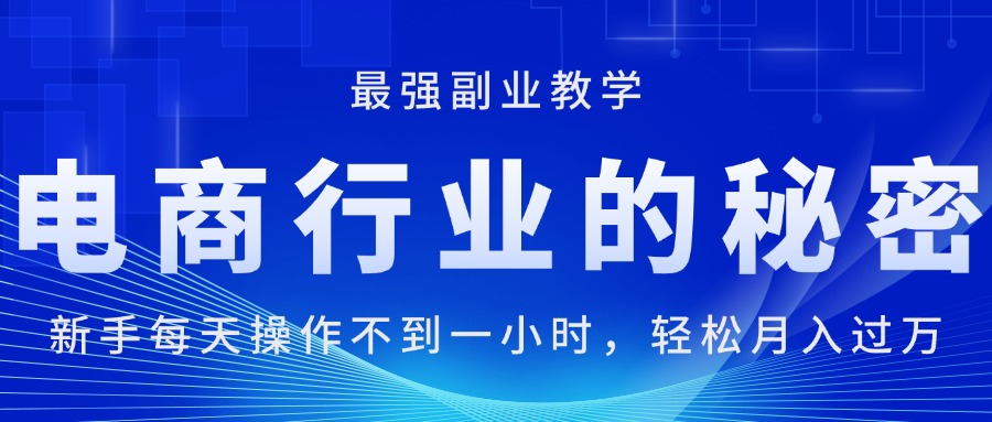 （11427期）电商行业的秘密，新手每天操作不到一小时，月入过万轻轻松松，最强副业…-来此网赚