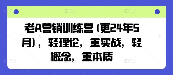 老A营销训练营(更24年6月)，轻理论，重实战，轻概念，重本质-来此网赚