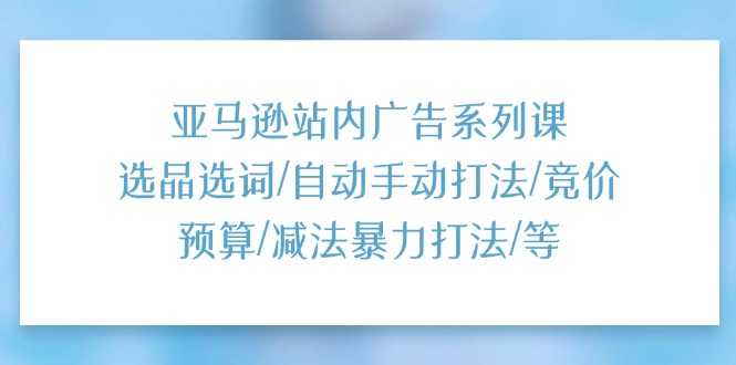 （11429期）亚马逊站内广告系列课：选品选词/自动手动打法/竞价预算/减法暴力打法/等-来此网赚