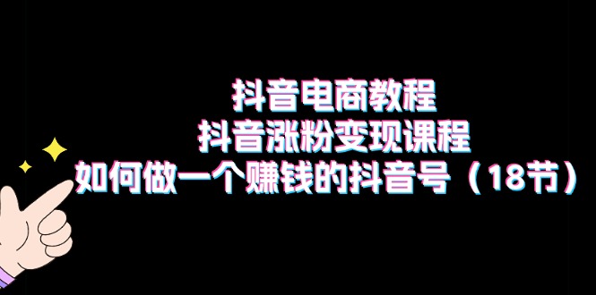 （11436期）抖音电商教程：抖音涨粉变现课程：如何做一个赚钱的抖音号（18节）-来此网赚