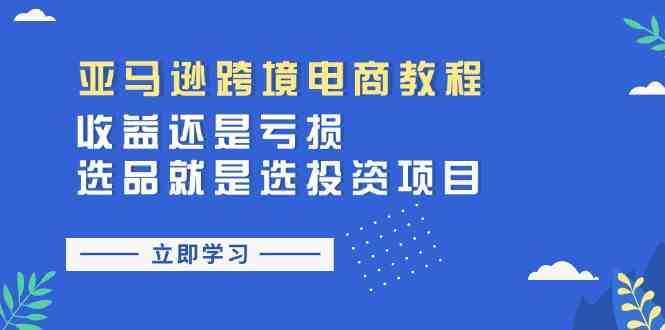 亚马逊跨境电商教程：收益还是亏损！选品就是选投资项目-来此网赚