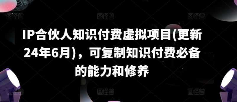 IP合伙人知识付费虚拟项目(更新24年6月)，可复制知识付费必备的能力和修养-来此网赚