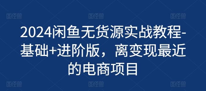 2024闲鱼无货源实战教程-基础+进阶版，离变现最近的电商项目-来此网赚