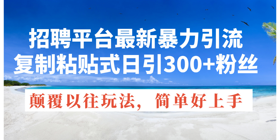 （11538期）招聘平台最新暴力引流，复制粘贴式日引300+粉丝，颠覆以往垃圾玩法，简…-来此网赚