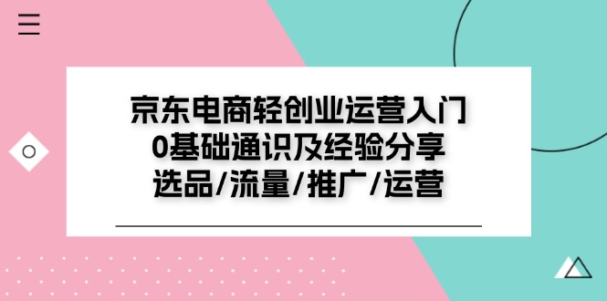 （11569期）京东电商-轻创业运营入门0基础通识及经验分享：选品/流量/推广/运营-来此网赚