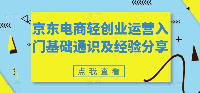 京东电商轻创业运营入门基础通识及经验分享-来此网赚