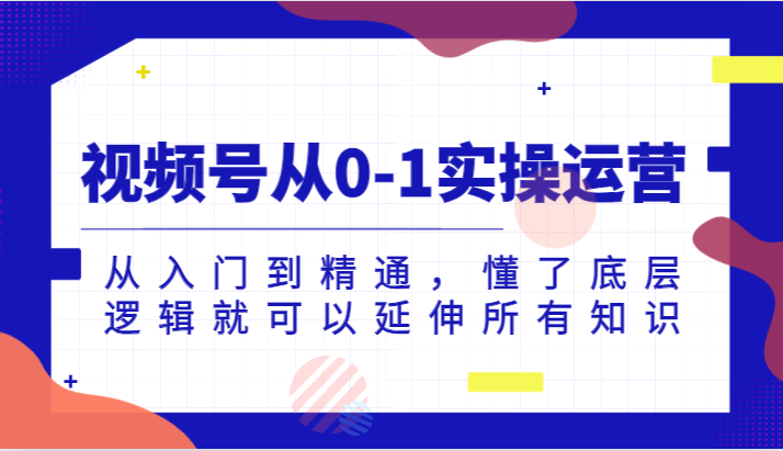 视频号从0-1实操运营，从入门到精通，懂了底层逻辑就可以延伸所有知识（更新2024.7）-来此网赚