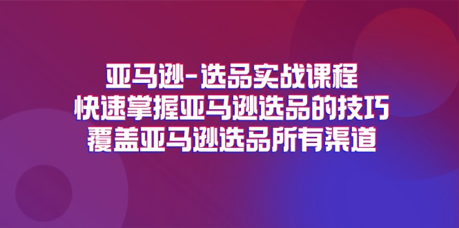 （11620期）亚马逊-选品实战课程，快速掌握亚马逊选品的技巧，覆盖亚马逊选品所有渠道-来此网赚