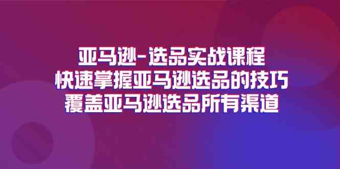 亚马逊选品实战课程，快速掌握亚马逊选品的技巧，覆盖亚马逊选品所有渠道-来此网赚