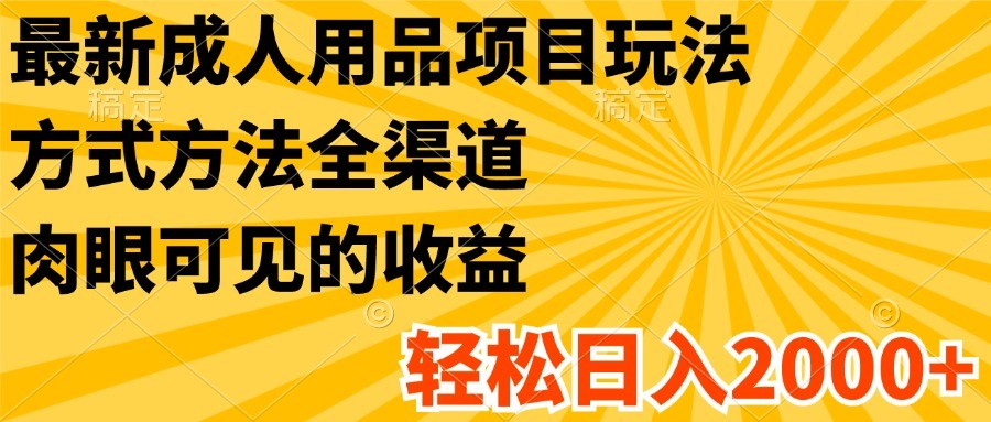 最新成人用品项目玩法，方式方法全渠道，肉眼可见的收益，轻松日入2000+-来此网赚