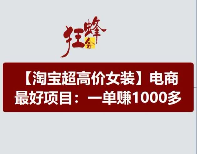 淘宝超高价女装项目，电商最好赛道，一单赚1000多-来此网赚