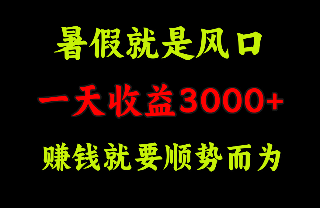 （11670期）一天收益3000+ 赚钱就是顺势而为，暑假就是风口-来此网赚