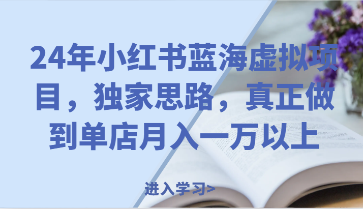 24年小红书蓝海虚拟项目，独家思路，真正做到单店月入一万以上。-来此网赚