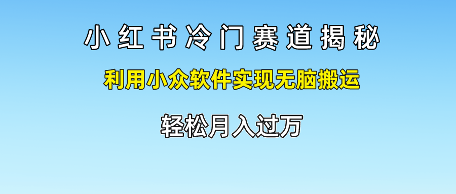 小红书冷门赛道揭秘,利用小众软件实现无脑搬运，轻松月入过万-来此网赚