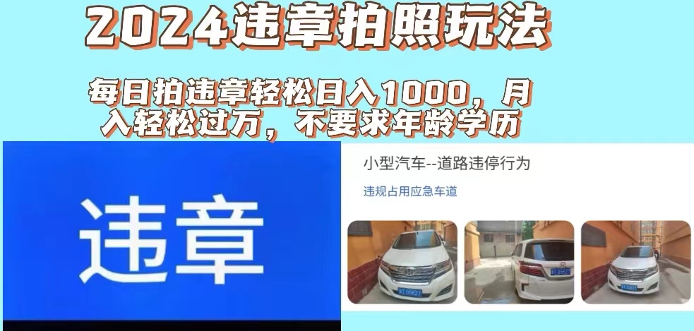 （11743期）2024违章拍照新玩法，推广躺赚+拍照赚钱双模式，日入1000+-来此网赚