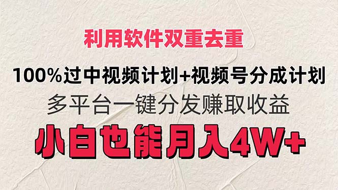 （11862期）利用软件双重去重，100%过中视频+视频号分成计划小白也可以月入4W+-来此网赚