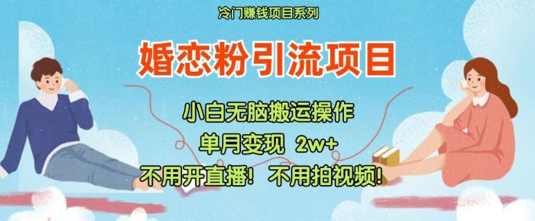 小红书婚恋粉引流，不用开直播，不用拍视频，不用做交付【揭秘】-来此网赚