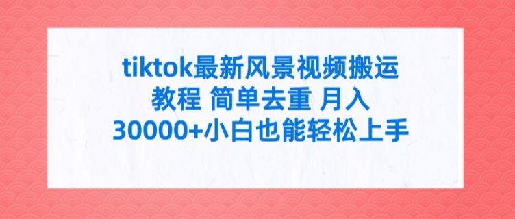 tiktok最新风景视频搬运教程 简单去重 月入3W+小白也能轻松上手【揭秘】-来此网赚