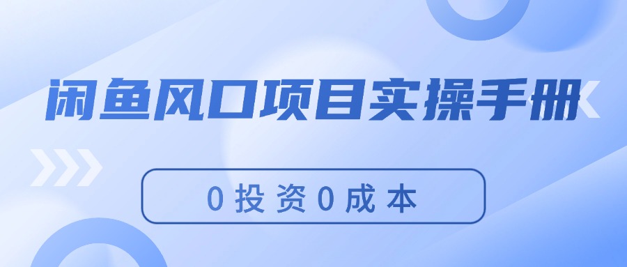 （11923期）闲鱼风口项目实操手册，0投资0成本，让你做到，月入过万，新手可做-来此网赚