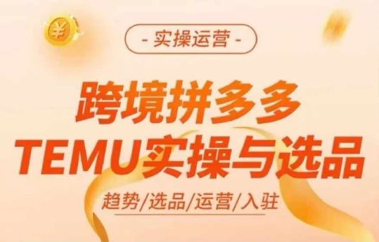 跨境拼多多TEMU实操与选品，多多temu跨境选品运营实操-来此网赚