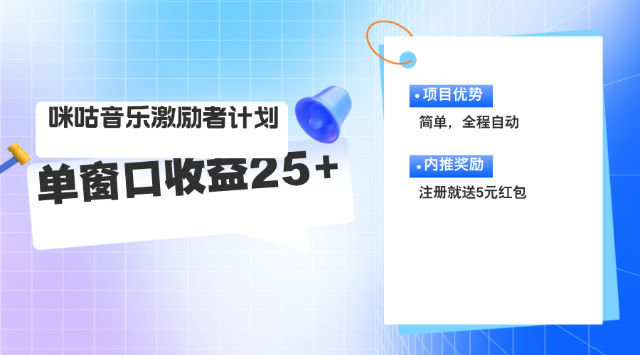 （11942期）咪咕激励者计划，单窗口收益20~25，可矩阵操作-来此网赚