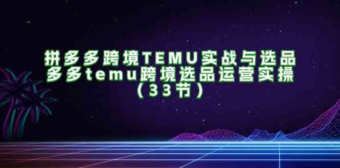 拼多多跨境TEMU实战与选品，多多temu跨境选品运营实操（33节）-来此网赚