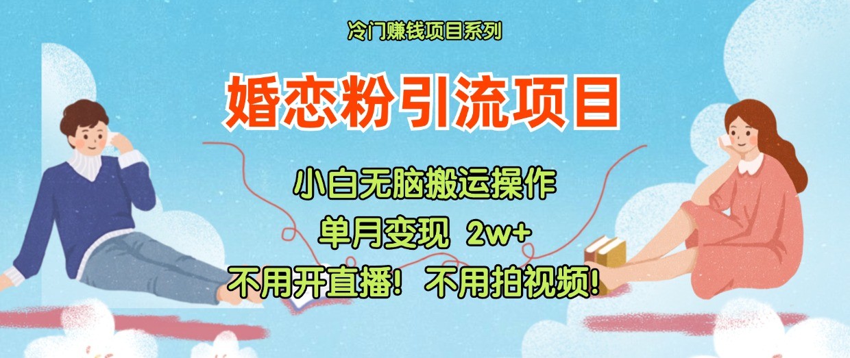 小红书婚恋粉引流，不用开直播！不用拍视频！不用做交付-来此网赚