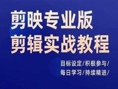 剪映专业版剪辑实战教程，目标设定/积极参与/每日学习/持续精进-来此网赚