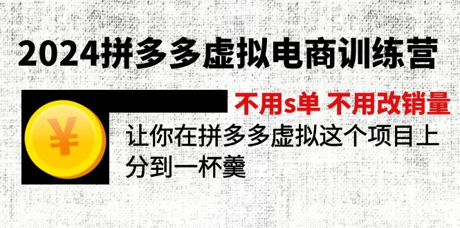 （12024期）2024拼多多虚拟电商训练营 不s单 不改销量  做虚拟项目分一杯羹(更新10节)-来此网赚