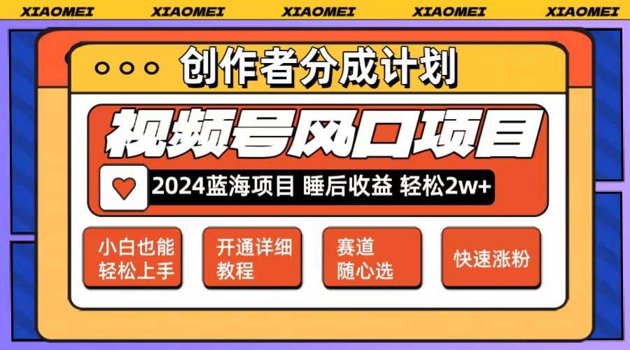 （12084期）微信视频号大风口项目 轻松月入2w+ 多赛道选择，可矩阵，玩法简单轻松上手-来此网赚