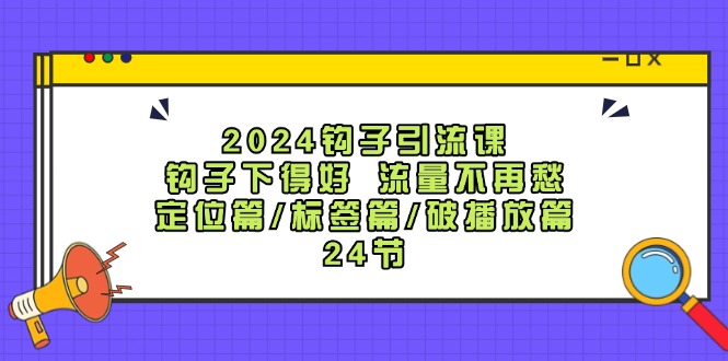 2024钩子引流课：钩子下得好流量不再愁，定位篇/标签篇/破播放篇/24节-来此网赚