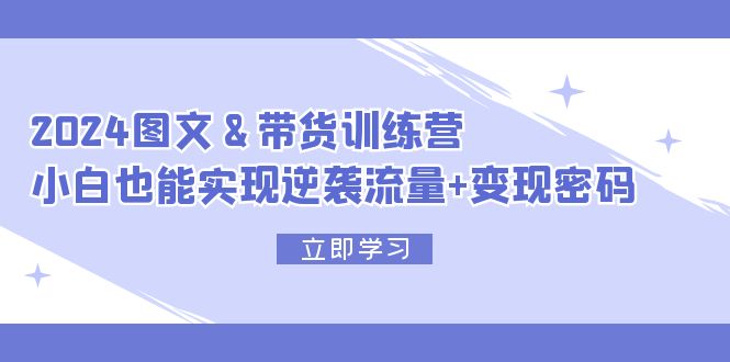 （12137期）2024 图文+带货训练营，小白也能实现逆袭流量+变现密码-来此网赚