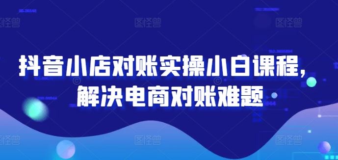 抖音小店对账实操小白课程，解决电商对账难题-来此网赚