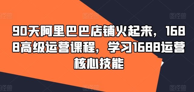 90天阿里巴巴店铺火起来，1688高级运营课程，学习1688运营核心技能-来此网赚