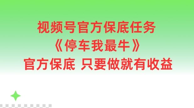 视频号官方保底任务，停车我最牛，官方保底只要做就有收益【揭秘】-来此网赚