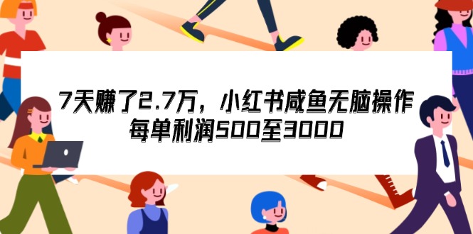 （12192期）7天收了2.7万，小红书咸鱼无脑操作，每单利润500至3000-来此网赚