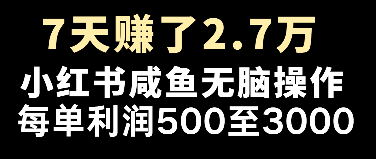 七天赚了2.7万！每单利润最少500+，轻松月入5万+小白有手就行-来此网赚